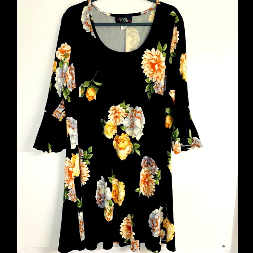 Say Anything 3/4 Sleeve Floral Dress